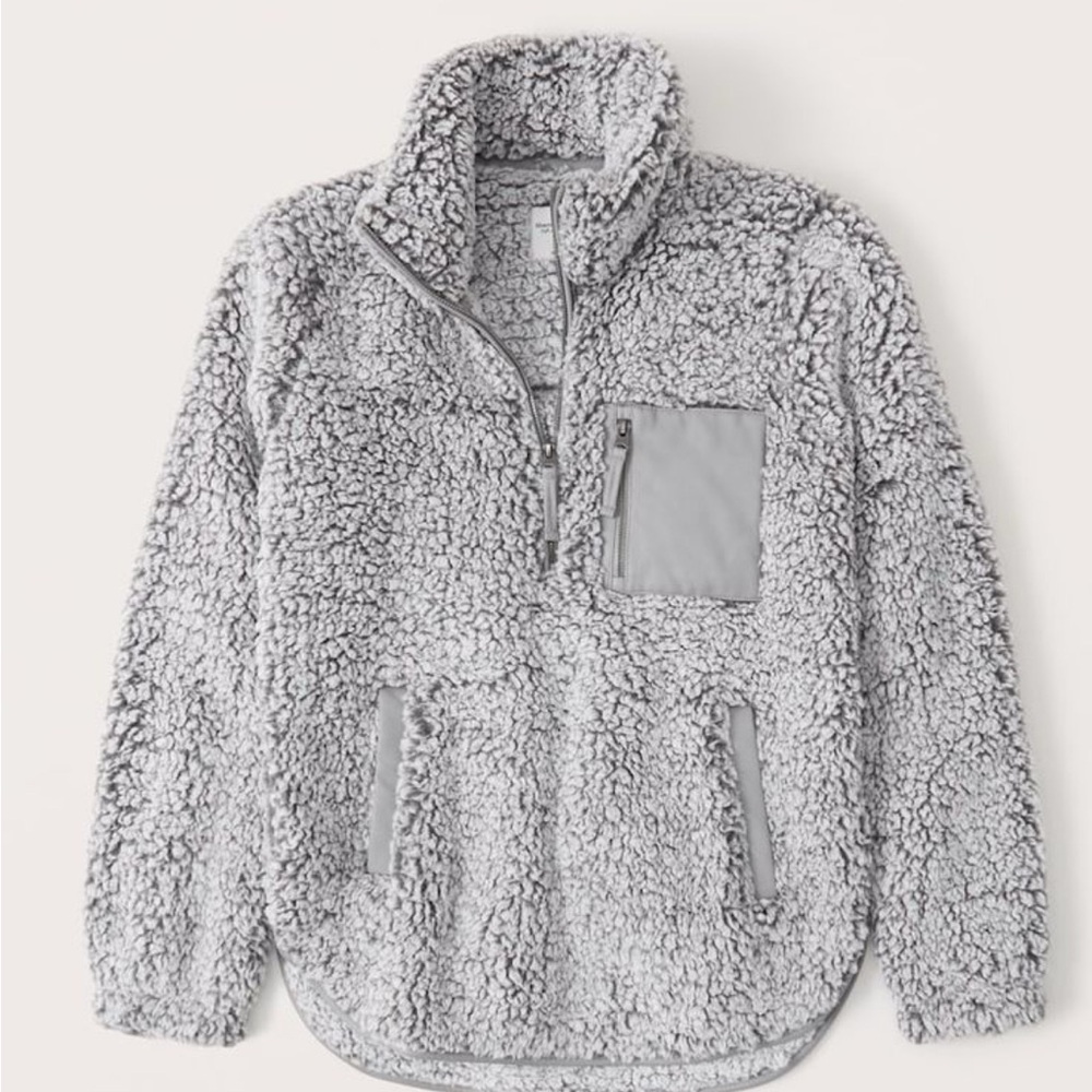 Abercrombie & Fitch Sherpa Half Zip Sweatshirt - XS